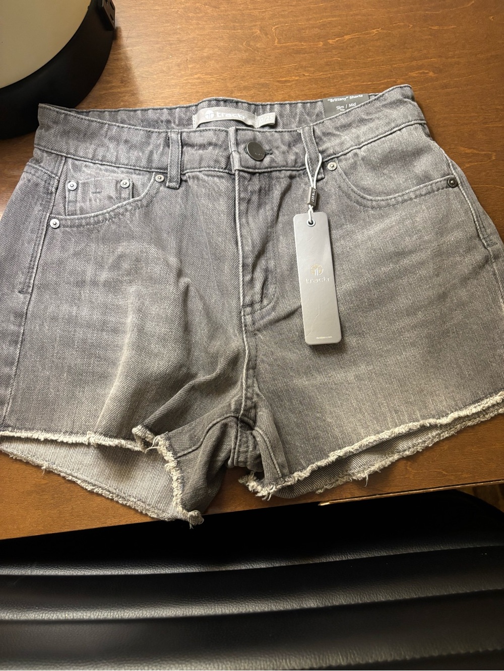 Tractr Gray Raw Hem High-Rise Jean Shorts